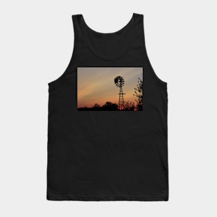 Windmill silhouette with a colorful Sunset Smokey sky Tank Top